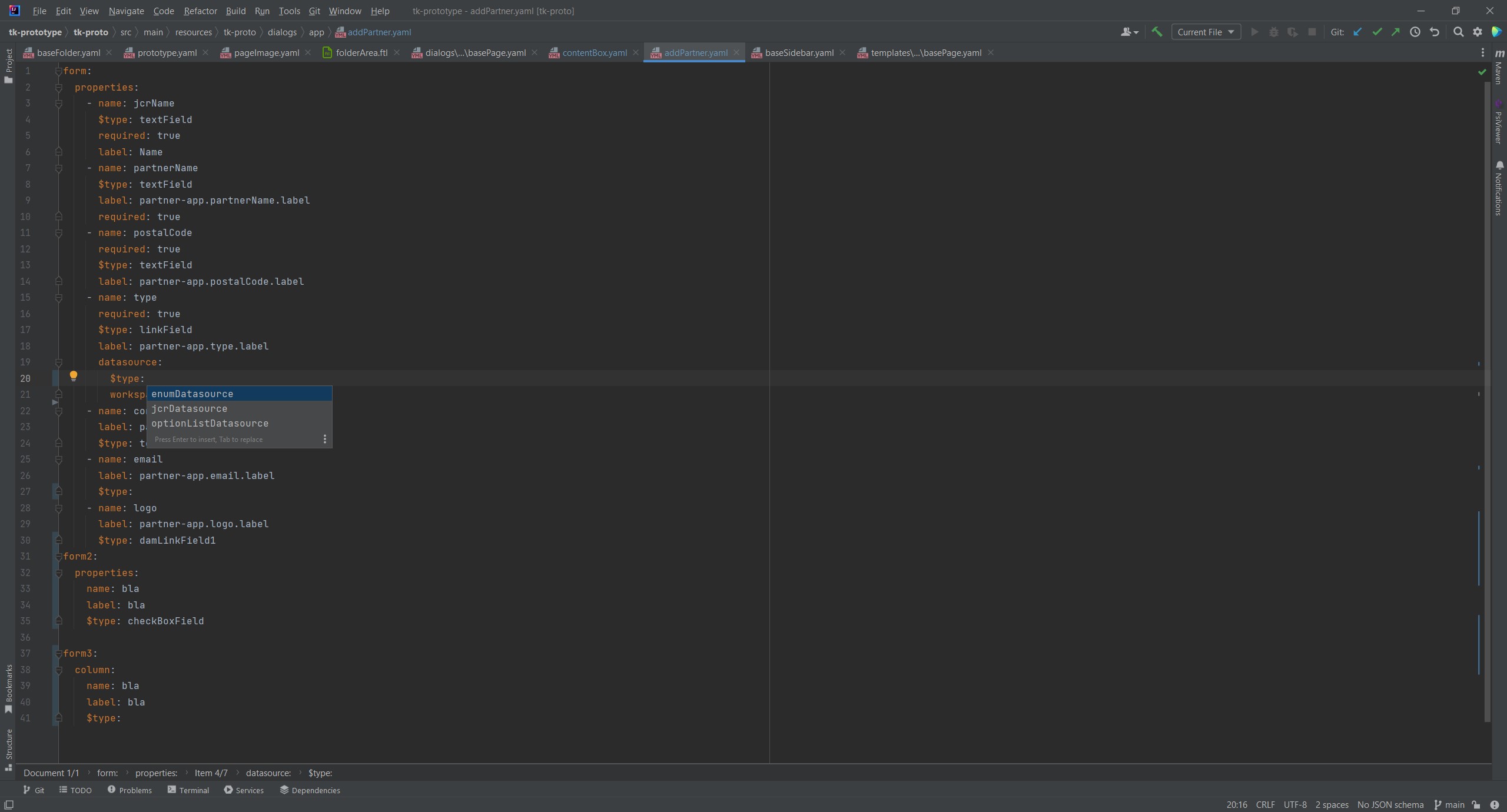 YAML Autovervollständigung