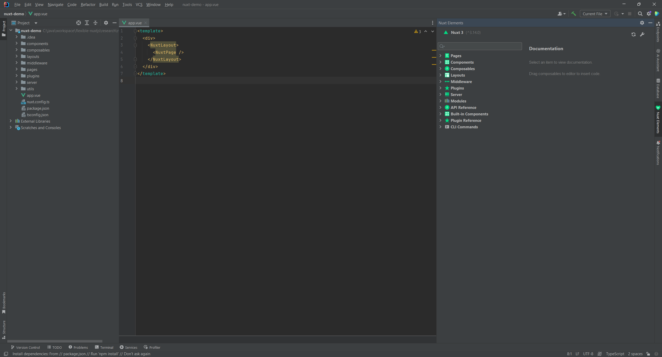 Nuxt Elements Tool Window