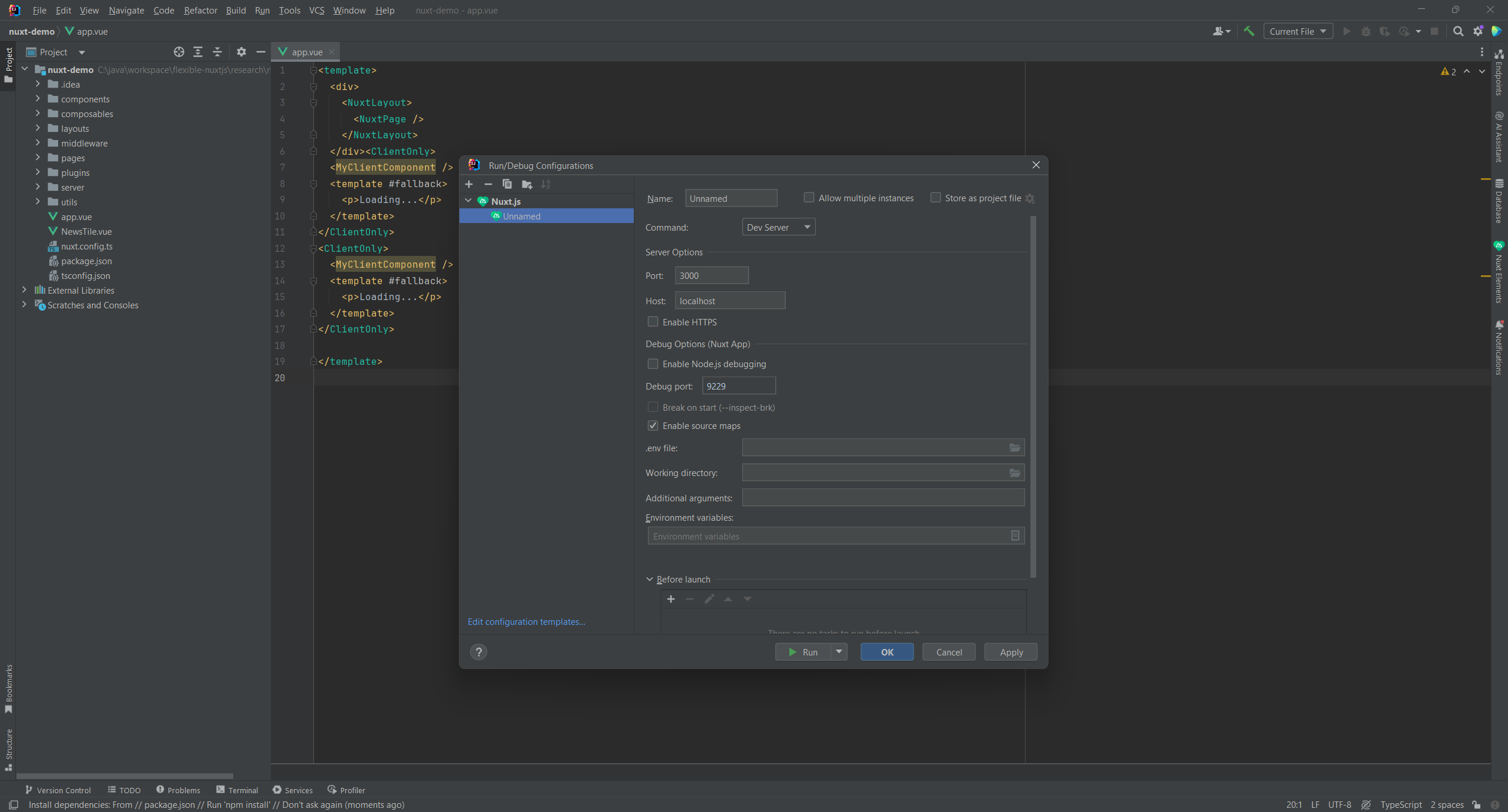 Nuxt Run Configuration