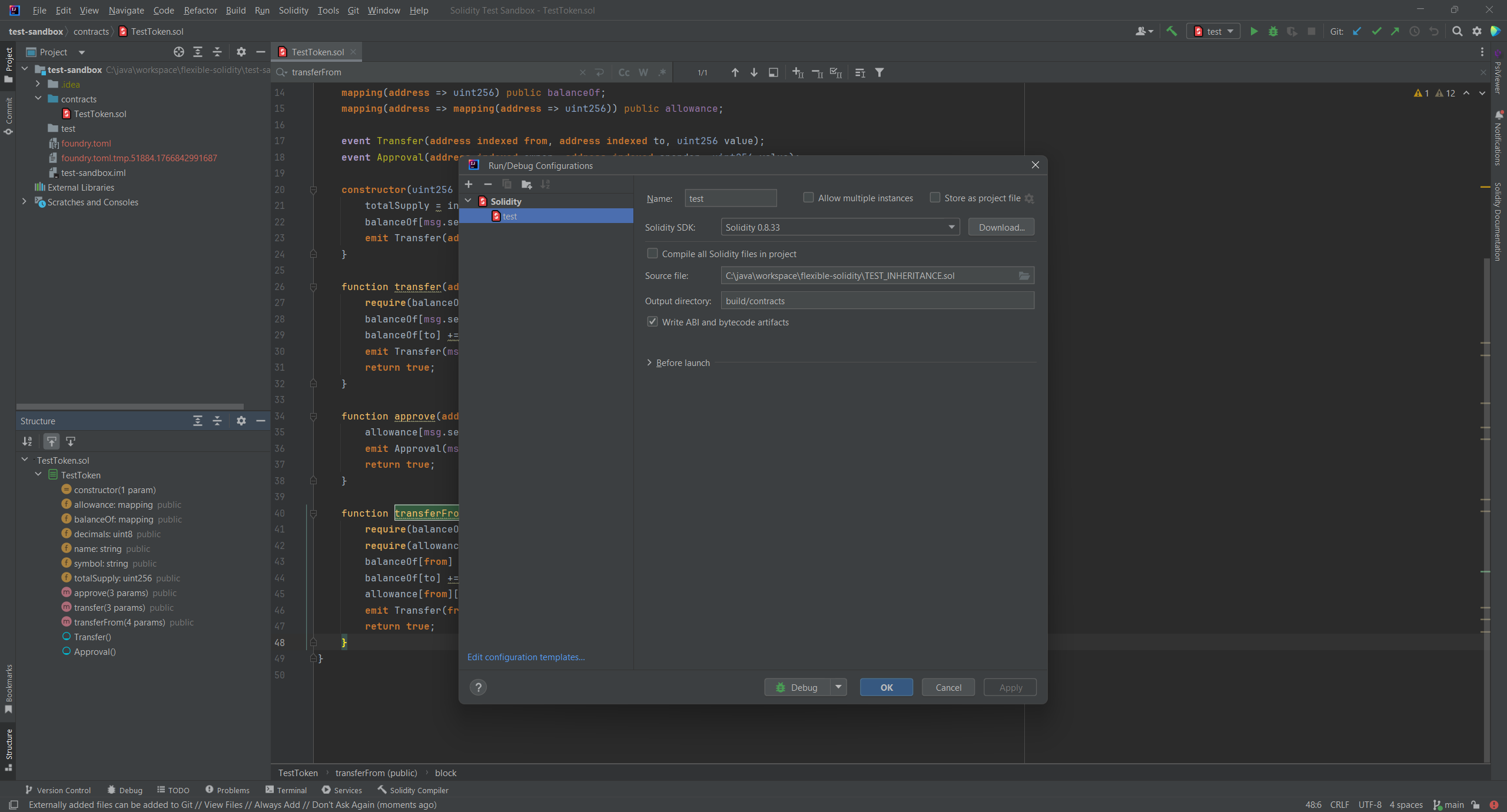 Solidity Run Debug Config