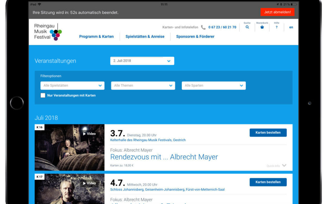 Rheingau Musik Festival – Order App