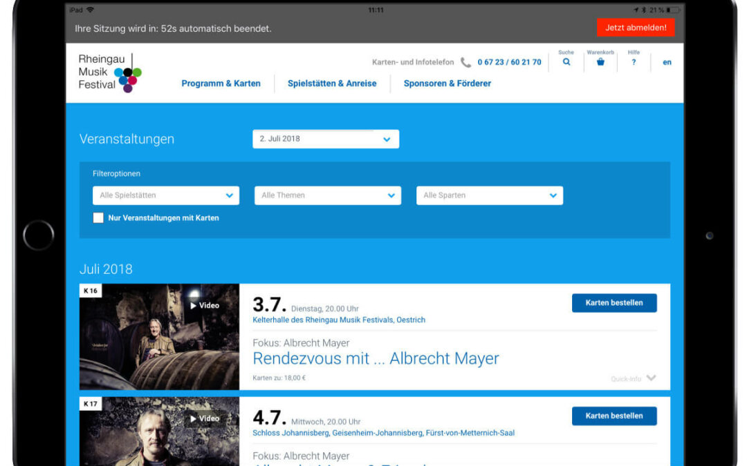 Rheingau Musik Festival – Bestell App