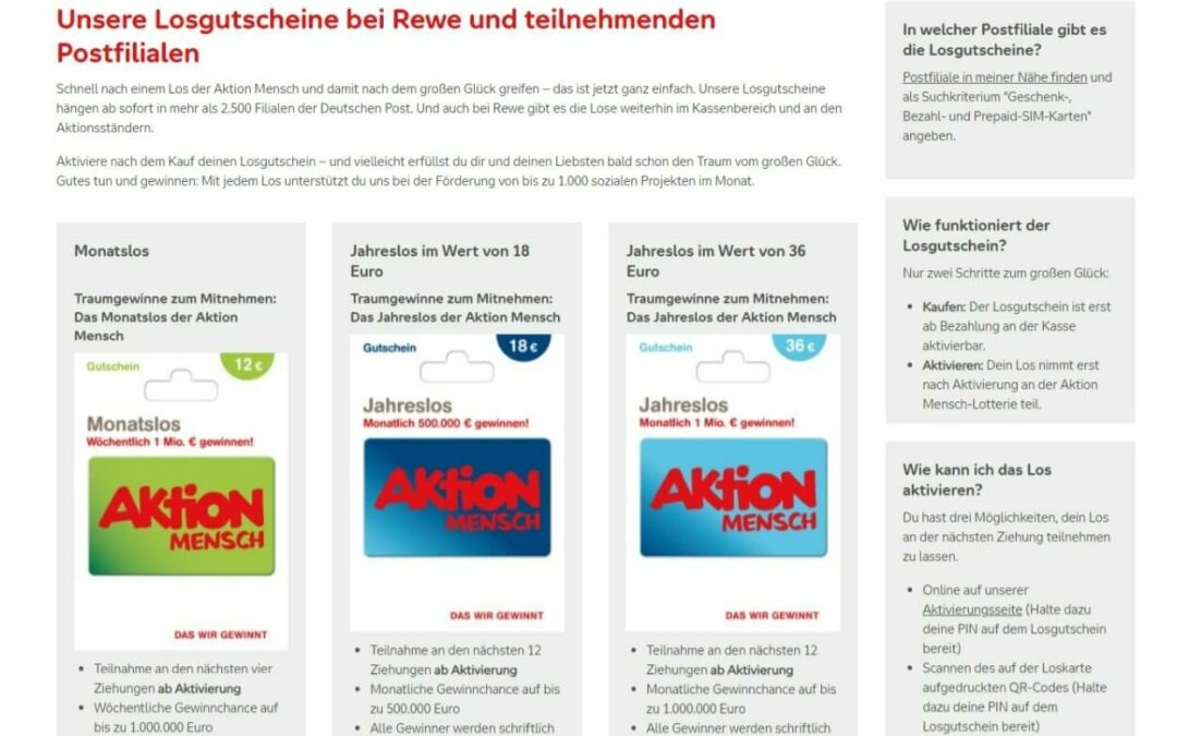 Aktion Mensch – Lottery Coupons